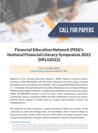 Call For Papers Financial Education Network (FEN)’s National Financial Literacy Symposium 2022 (NFLS2022)